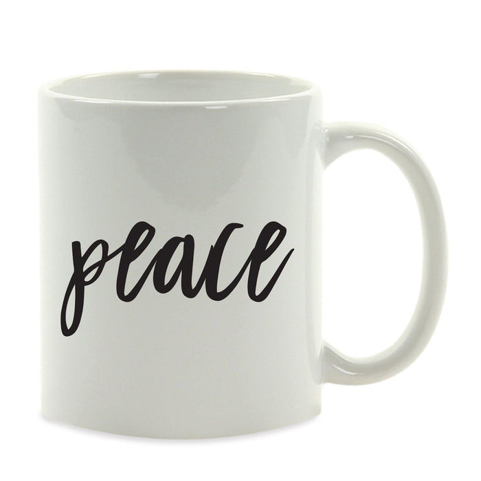 Calligraphy Good Virtues Ceramic Coffee Mug-Set of 1-Andaz Press-Peace-