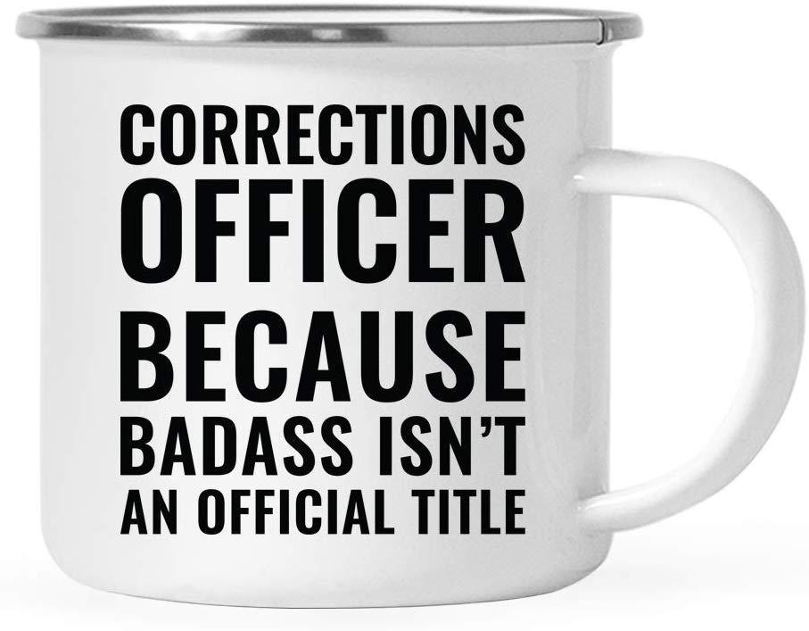 Campfire Enamel Mug Gift, Corrections Officer Because Badass Isn't an Official Title-Set of 1-Andaz Press-