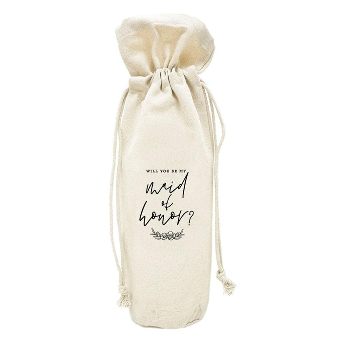 Canvas Wine Bag, Wine Bottle Cover, Wedding Canvas Wine Bag-Set of 1-Andaz Press-Eat, Drink, And Be Married-