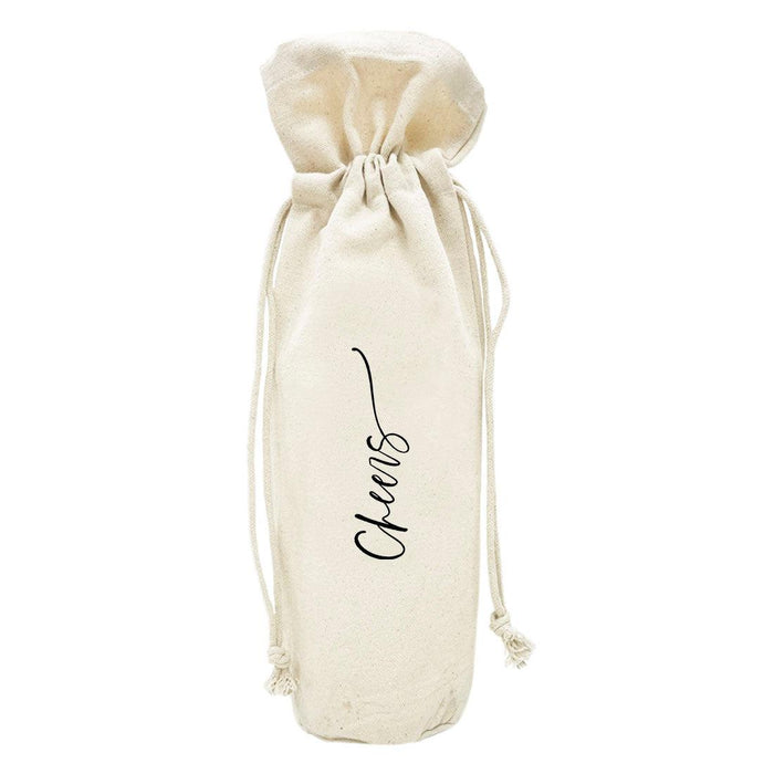 Canvas Wine Bag, Wine Bottle Cover, Wedding Canvas Wine Bag-Set of 1-Andaz Press-Eat, Drink, And Be Married-