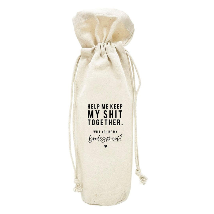 Canvas Wine Bag, Wine Bottle Cover, Wedding Canvas Wine Bag-Set of 1-Andaz Press-Eat, Drink, And Be Married-