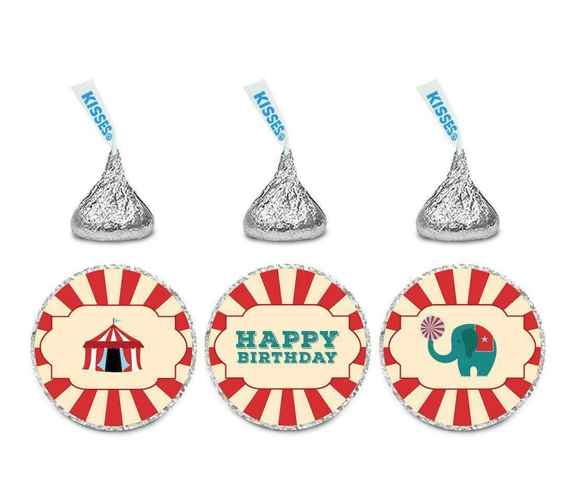 Carnival Circus Birthday Hershey's Kisses Stickers-Set of 216-Andaz Press-Happy Birthday-