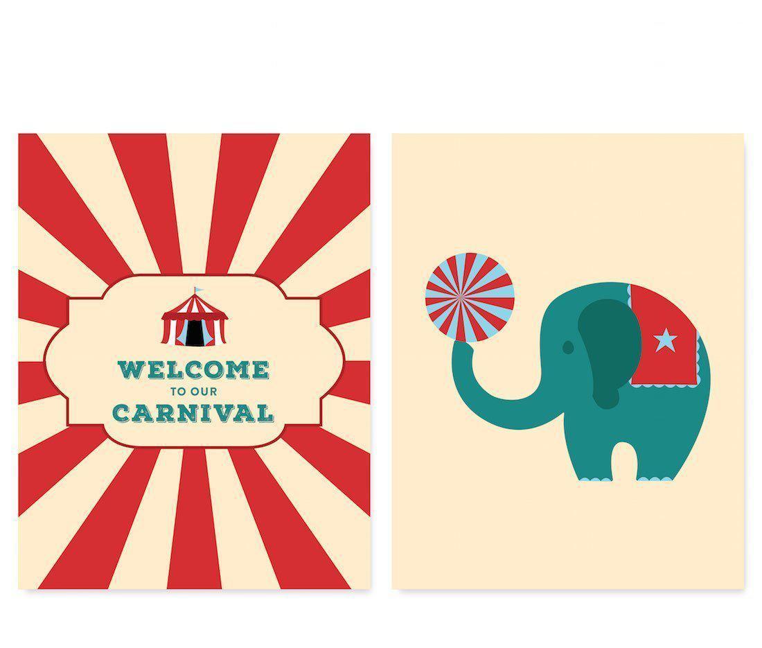 Carnival Circus Birthday Party Signs & Banner Decorations-Set of 20-Andaz Press-