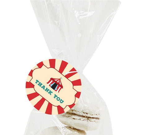Carnival Circus Birthday Round Circle Gift Tags-Set of 24-Andaz Press-Thank You-