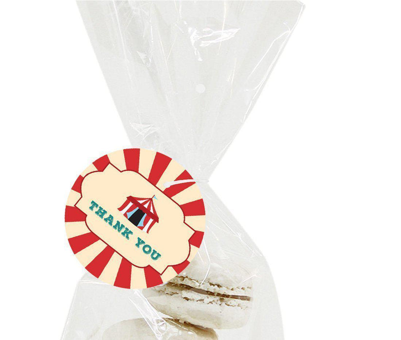 Carnival Circus Birthday Round Circle Gift Tags-Set of 24-Andaz Press-Thank You-