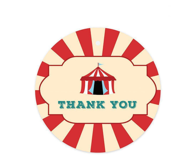 Carnival Circus Birthday Round Circle Gift Tags-Set of 24-Andaz Press-Thank You-