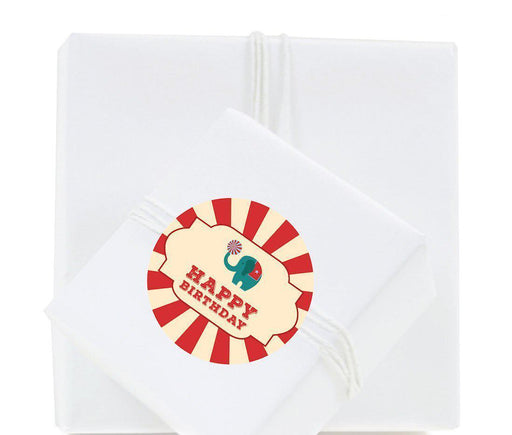 Carnival Circus Birthday Round Circle Label Stickers-Set of 40-Andaz Press-Happy Birthday-