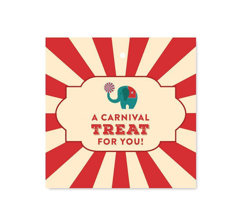 Carnival Circus Birthday Square Gift Tags-Set of 24-Andaz Press-Thank You-