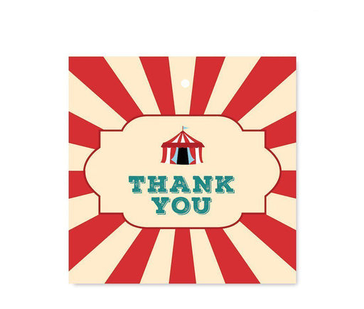 Carnival Circus Birthday Square Gift Tags-Set of 24-Andaz Press-Thank You-