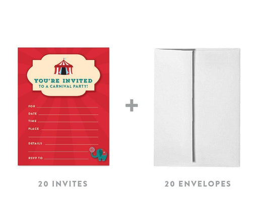 Carnival Circus Blank Birthday Invitations-Set of 20-Andaz Press-
