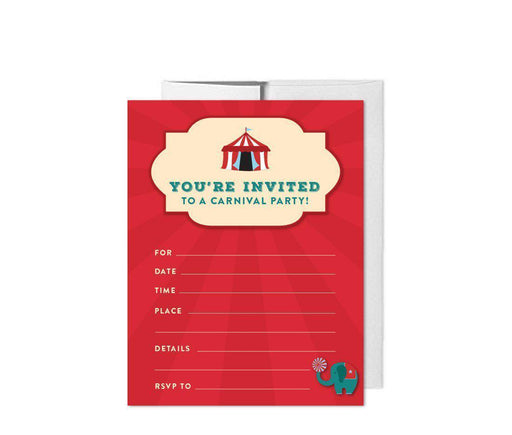 Carnival Circus Blank Birthday Invitations-Set of 20-Andaz Press-