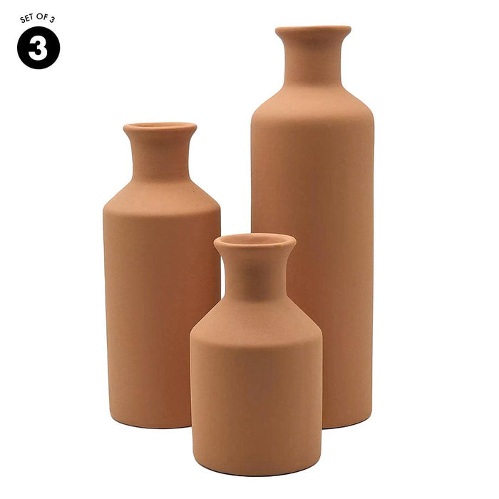 Ceramic Bud Vases, Modern Decorative Vases Small & Tall Vases-Set of 3-Koyal Wholesale-White-