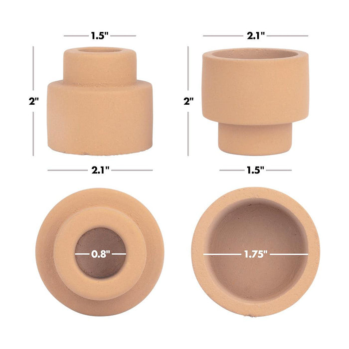 Ceramic Reversible Candle Holder, Decorative Taper and Tea Light Candle Holder, Unique Tall Candle Holders, Set of 12-Set of 12-Koyal Wholesale-Terracotta-