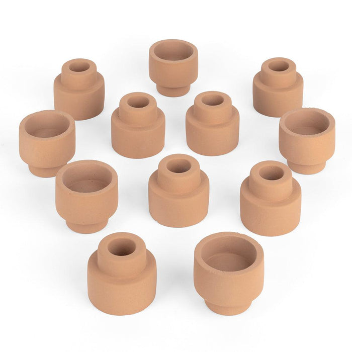 Ceramic Reversible Candle Holder, Decorative Taper and Tea Light Candle Holder, Unique Tall Candle Holders, Set of 12-Set of 12-Koyal Wholesale-Terracotta-