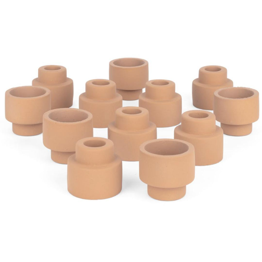 Ceramic Reversible Candle Holder, Decorative Taper and Tea Light Candle Holder, Unique Tall Candle Holders, Set of 12-Set of 12-Koyal Wholesale-Terracotta-