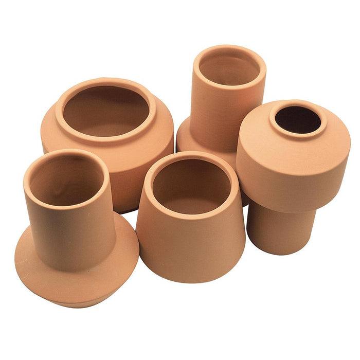 Ceramic Totem Minimalist Ceramic Vases-Set of 5-Koyal Wholesale-Terracotta-