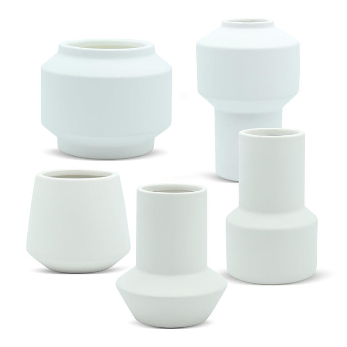 Ceramic Totem Minimalist Ceramic Vases-Set of 5-Koyal Wholesale-White/Stone White-