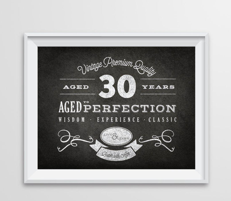 Chalkboard Birthday Art Signs, Vintage Years Birthday Gift & Party Decor-Set of 1-Andaz Press-30-