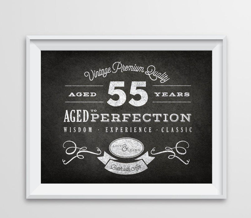 Chalkboard Birthday Art Signs, Vintage Years Birthday Gift & Party Decor-Set of 1-Andaz Press-55-