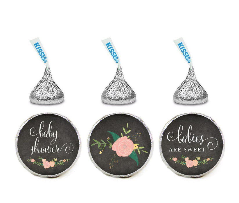 Chalkboard Floral Baby Shower Hershey's Kisses Stickers-Set of 216-Andaz Press-
