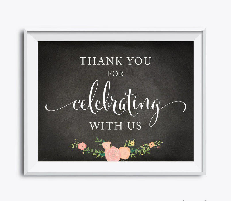 Chalkboard Floral Fall Thanksgiving Party Signs-Set of 1-Andaz Press-Happy Thanksgiving-