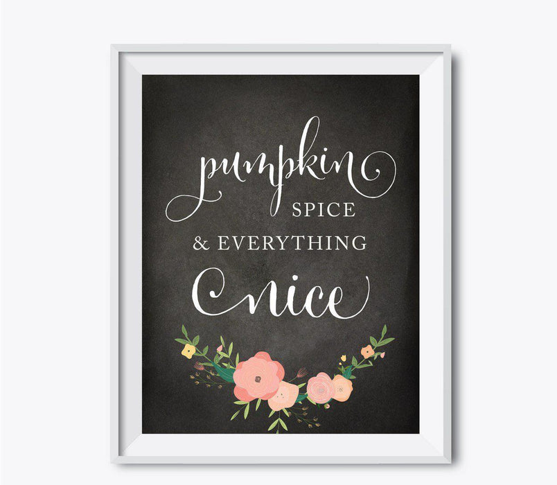 Chalkboard Floral Fall Thanksgiving Party Signs-Set of 1-Andaz Press-Happy Thanksgiving-