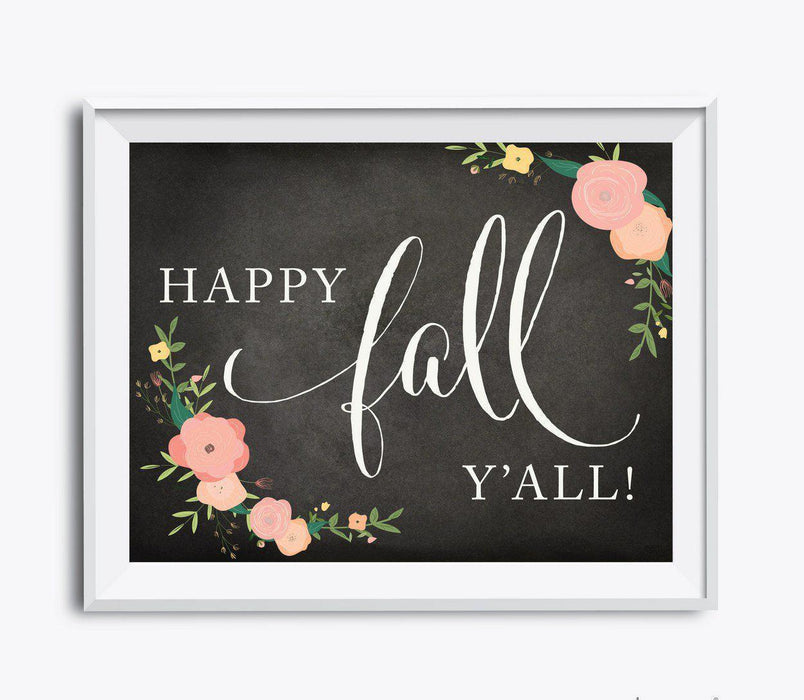 Chalkboard Floral Fall Thanksgiving Party Signs-Set of 1-Andaz Press-Happy Thanksgiving-