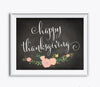 Chalkboard Floral Fall Thanksgiving Party Signs-Set of 1-Andaz Press-Happy Thanksgiving-