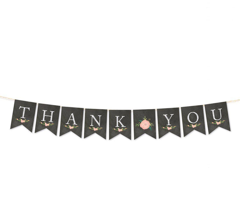 Chalkboard Floral Girl Baby Shower Pennant Party Banner-Set of 1-Andaz Press-It's A Girl!-