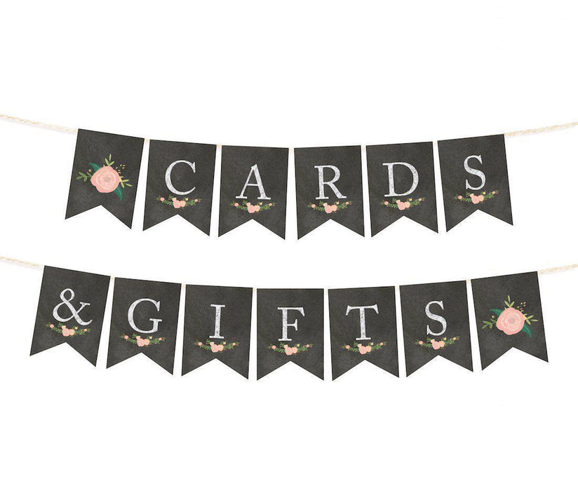 Chalkboard Floral Girl Baby Shower Pennant Party Banner-Set of 1-Andaz Press-It's A Girl!-
