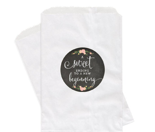 Chalkboard Floral Roses A Sweet Ending to a New Beginning Dessert Favor Bags-Set of 24-Andaz Press-