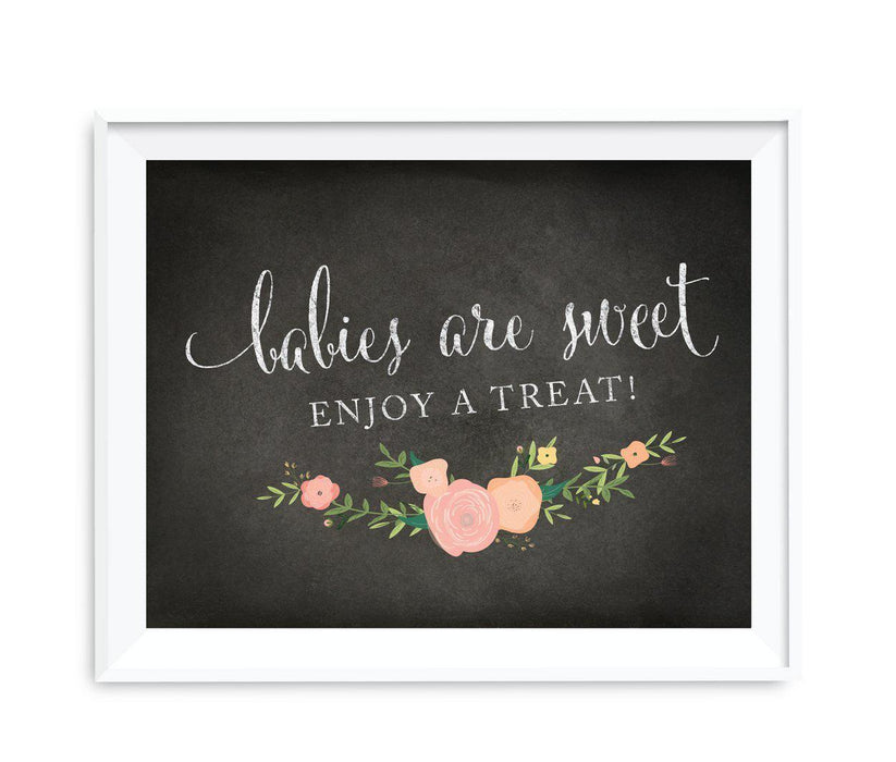 Chalkboard & Floral Roses Baby Shower Party Signs-Set of 1-Andaz Press-Babies Are Sweet, Enjoy A Treat-