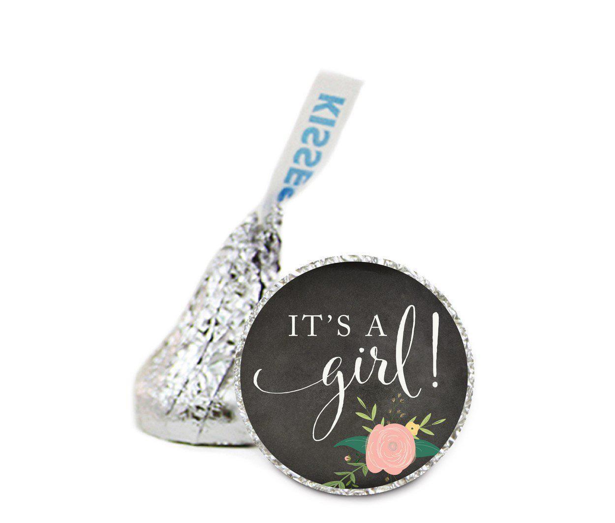 Chalkboard Floral Roses Hershey's Kiss Baby Shower Stickers-Set of 216-Andaz Press-