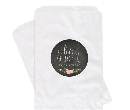 Chalkboard Floral Roses Love is Sweet Enjoy a Treat Favor Bags-Set of 24-Andaz Press-