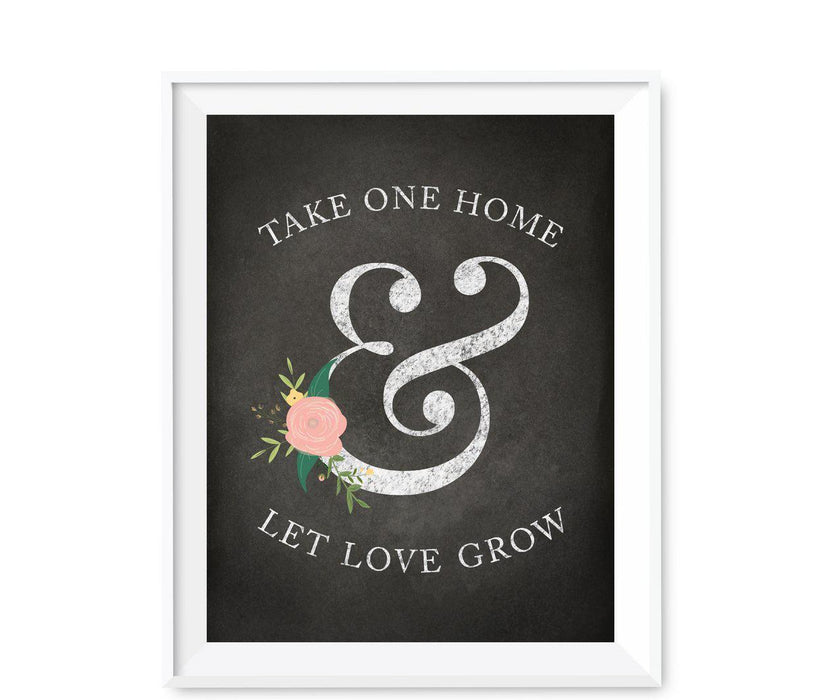 Chalkboard & Floral Roses Wedding Favor Party Signs-Set of 1-Andaz Press-Please Take One-