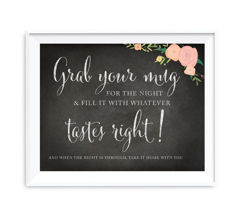 Chalkboard & Floral Roses Wedding Favor Party Signs-Set of 1-Andaz Press-Please Take One-