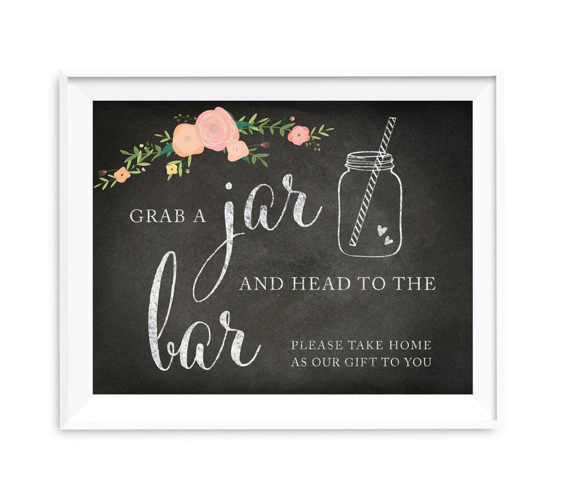 Chalkboard & Floral Roses Wedding Favor Party Signs-Set of 1-Andaz Press-Please Take One-