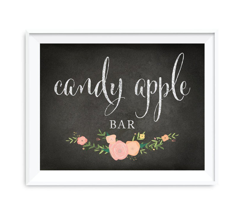 Chalkboard & Floral Roses Wedding Favor Party Signs-Set of 1-Andaz Press-Candy Apple Bar-
