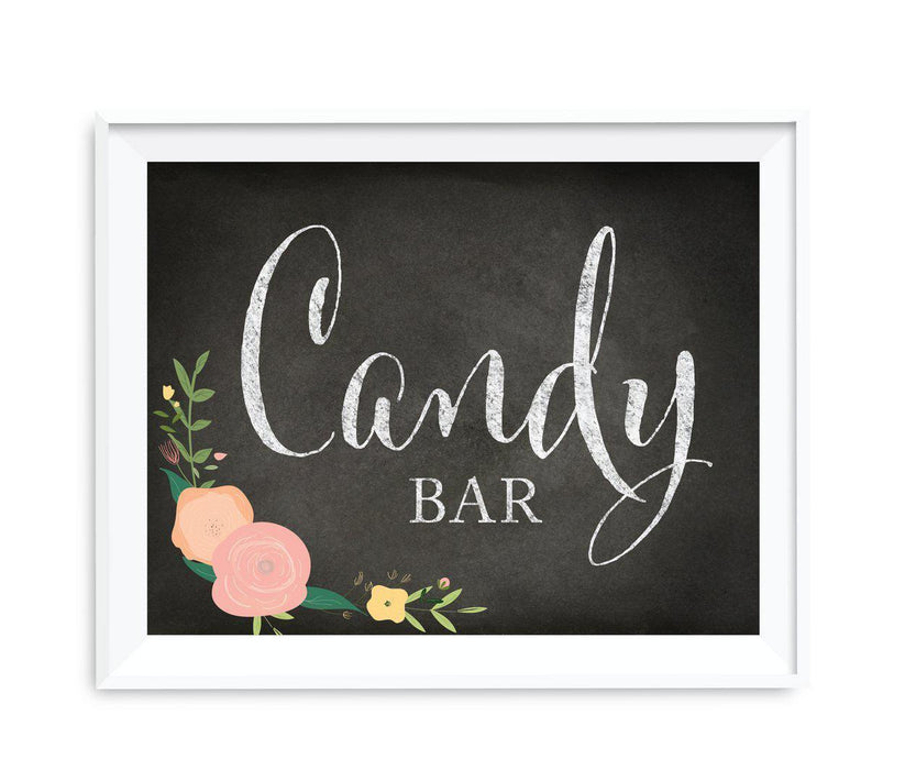 Chalkboard & Floral Roses Wedding Favor Party Signs-Set of 1-Andaz Press-Candy Bar-