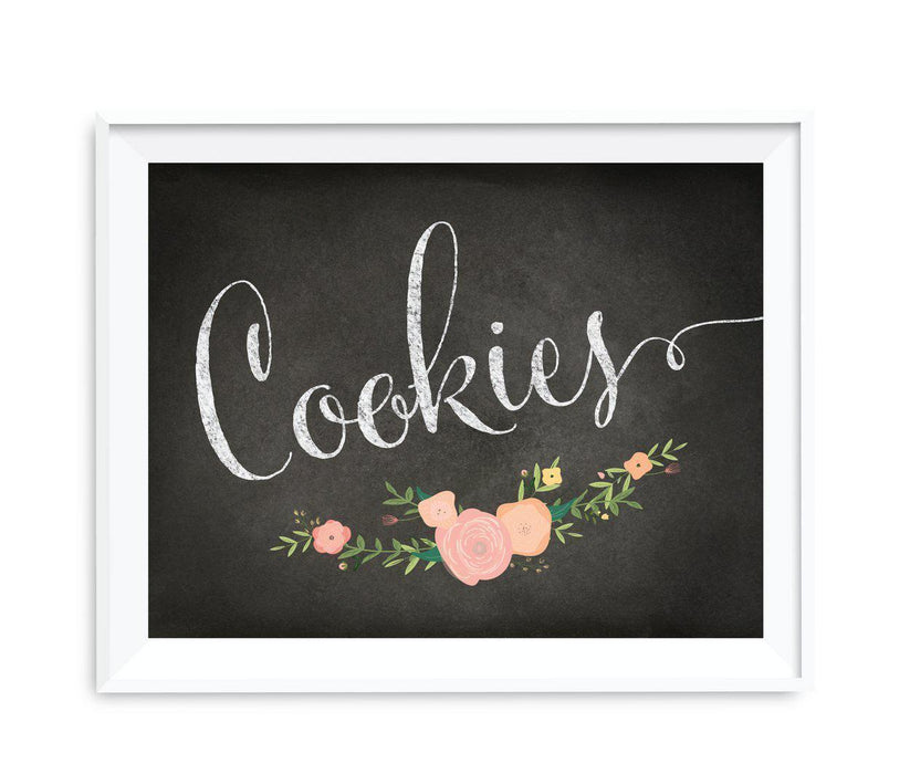Chalkboard & Floral Roses Wedding Favor Party Signs-Set of 1-Andaz Press-Cookies-