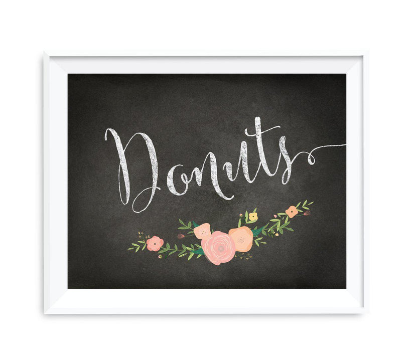 Chalkboard & Floral Roses Wedding Favor Party Signs-Set of 1-Andaz Press-Donuts-