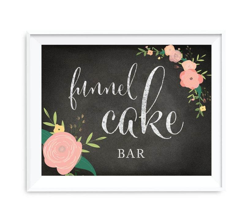 Chalkboard & Floral Roses Wedding Favor Party Signs-Set of 1-Andaz Press-Funnel Cake Bar-