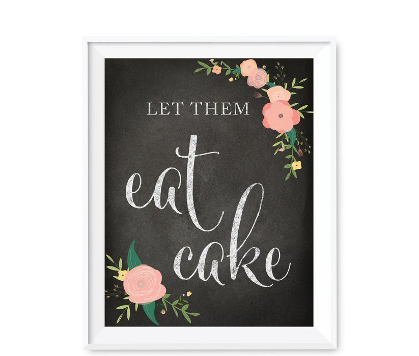 Chalkboard & Floral Roses Wedding Favor Party Signs-Set of 1-Andaz Press-Let Them Eat Cake-