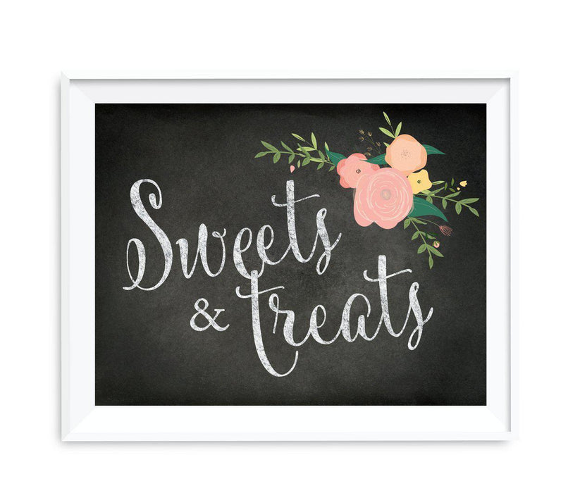 Chalkboard & Floral Roses Wedding Favor Party Signs-Set of 1-Andaz Press-Sweets & Treats-