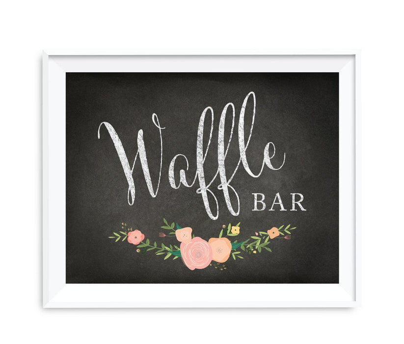 Chalkboard & Floral Roses Wedding Favor Party Signs-Set of 1-Andaz Press-Waffle Bar-