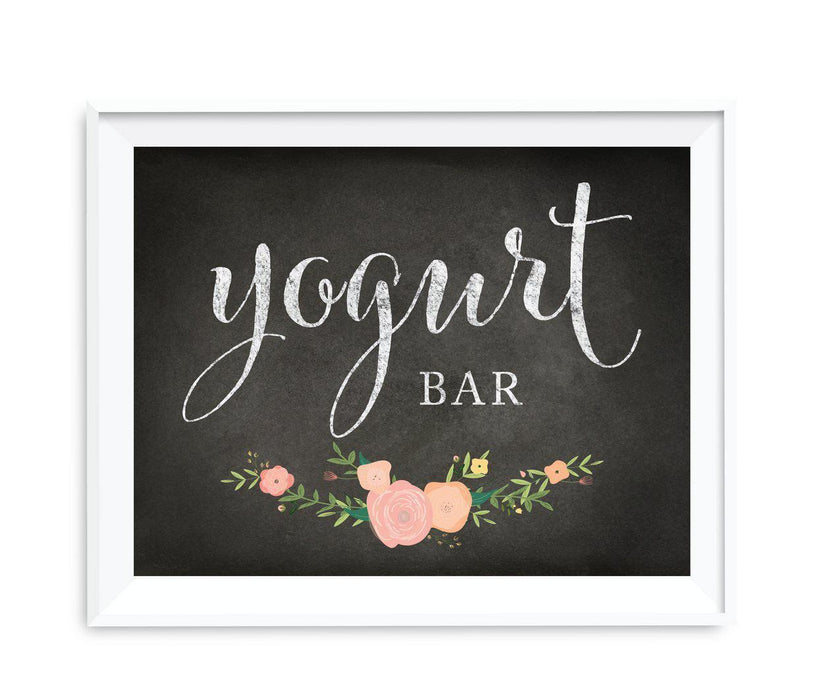 Chalkboard & Floral Roses Wedding Favor Party Signs-Set of 1-Andaz Press-Yogurt Bar-