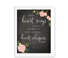 Chalkboard & Floral Roses Wedding Love Quote Wall Art Print Sign-Set of 1-Andaz Press-Every Heart Sings A Song-
