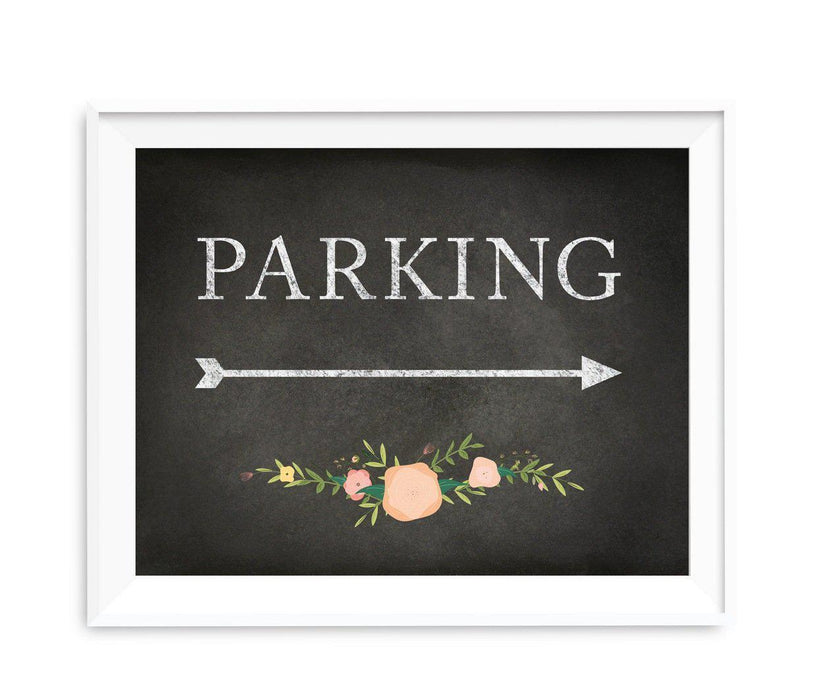 Chalkboard & Floral Roses Wedding Party Directional Signs-Set of 1-Andaz Press-Restrooms-