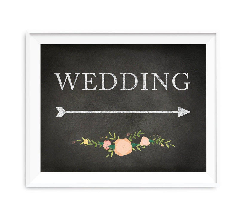 Chalkboard & Floral Roses Wedding Party Directional Signs-Set of 1-Andaz Press-Restrooms-
