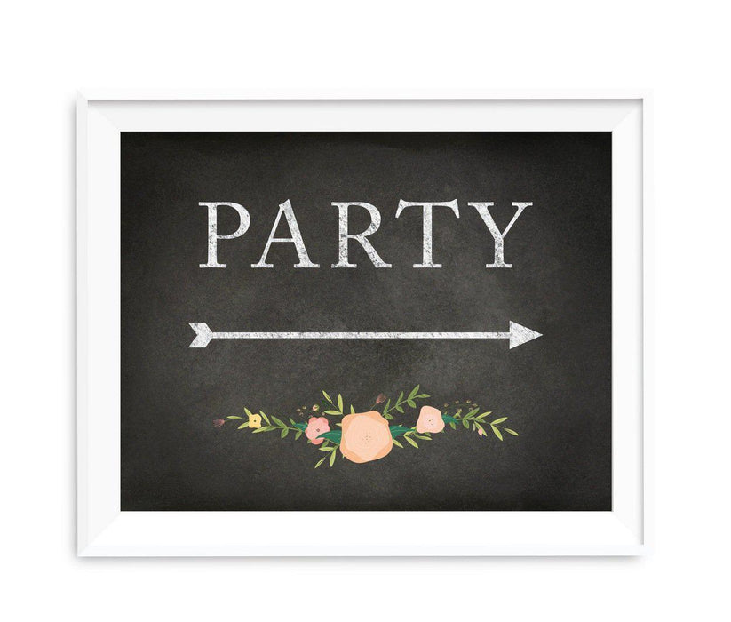 Chalkboard & Floral Roses Wedding Party Directional Signs-Set of 1-Andaz Press-Restrooms-